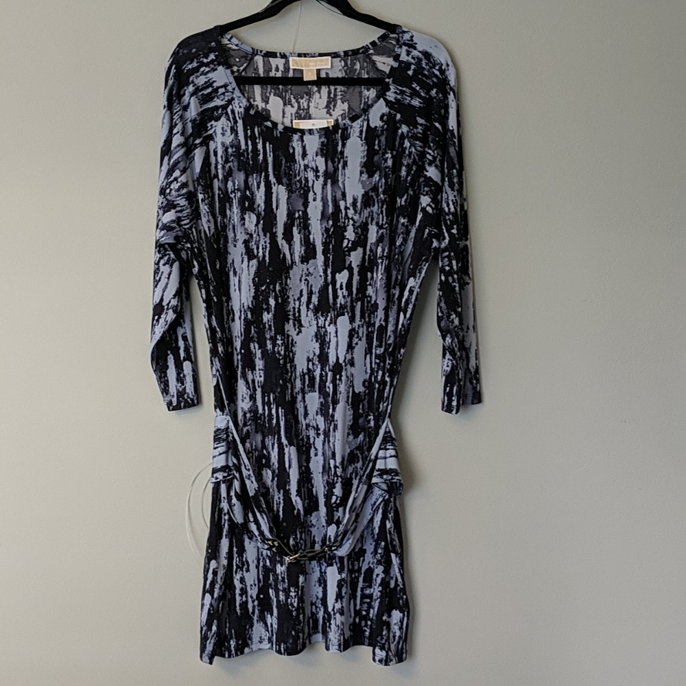 Michael Kors long sleeve dress blue pattern